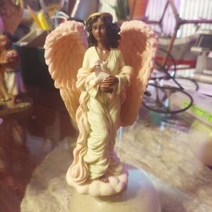 4 Inch African American Female Guardian Angel  Figurine Holding Lamb